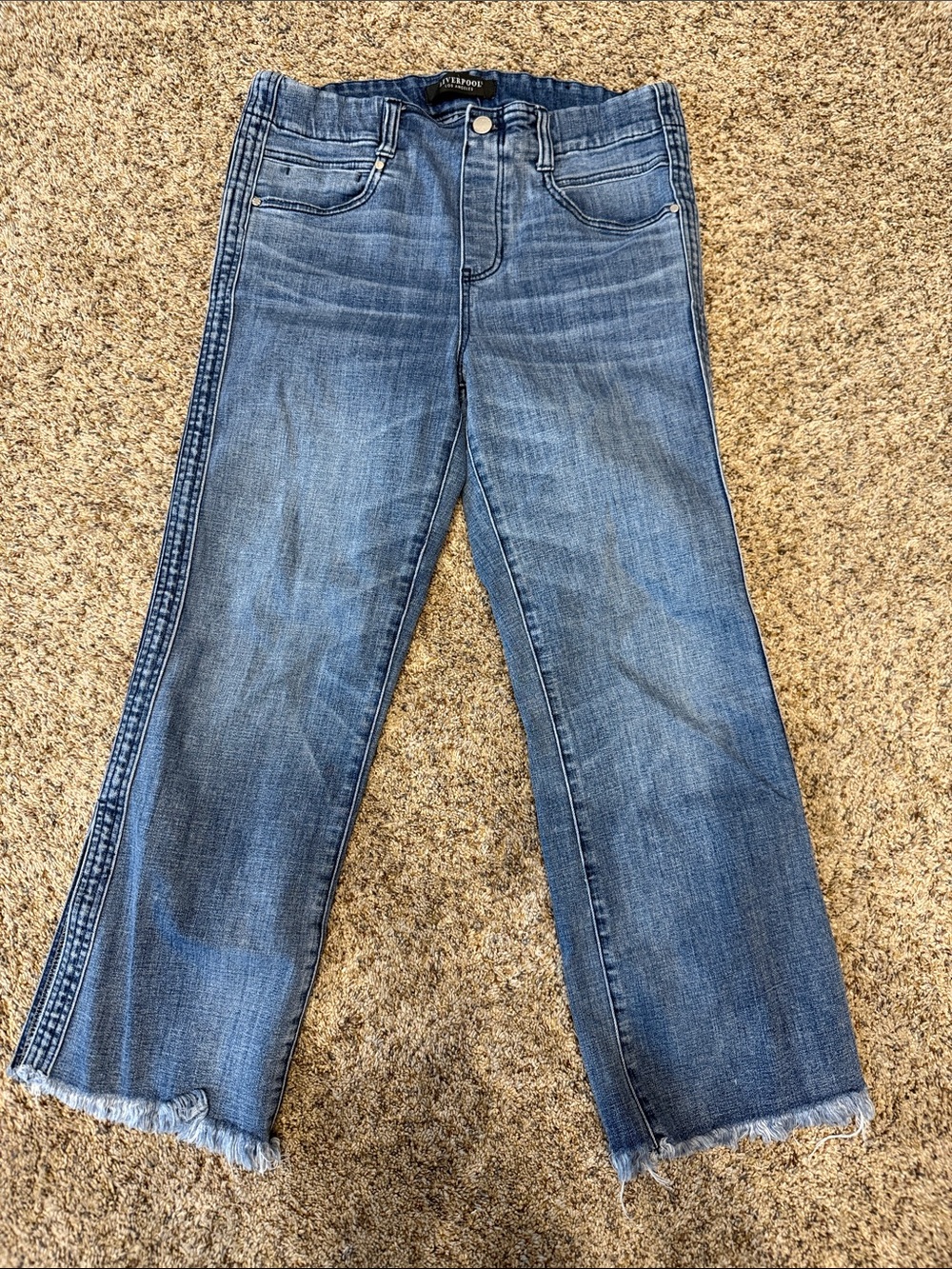 Liverpool Jeans Company Medium Blue Wide-Leg Frayed Hem Jeans